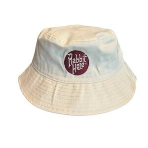 Rabbit Hole Whiskey Distillery Bucket Hat - Cream and Burgundy Embroidered Logo